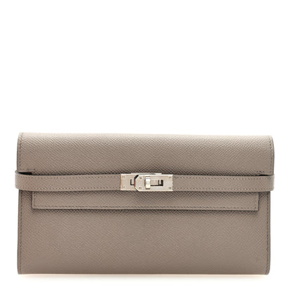 Hermes Epsom Verso Kelly Longue Wallet Gris Asphalt Bleu Indigo 1 of 6