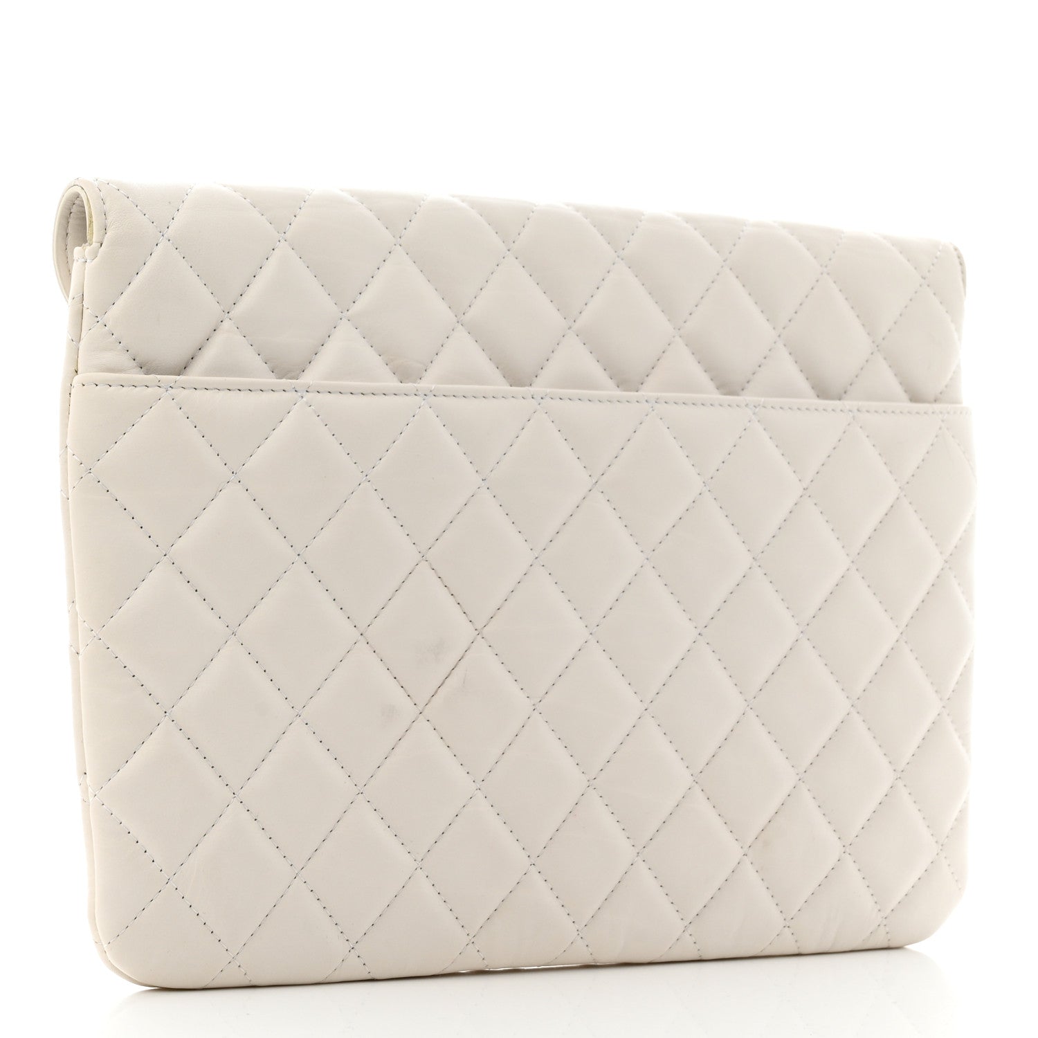 Chanel Calfskin Quilted Logo Flap Case White 3 of 11