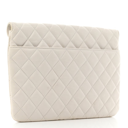 Chanel Calfskin Quilted Logo Flap Case White 3 of 11