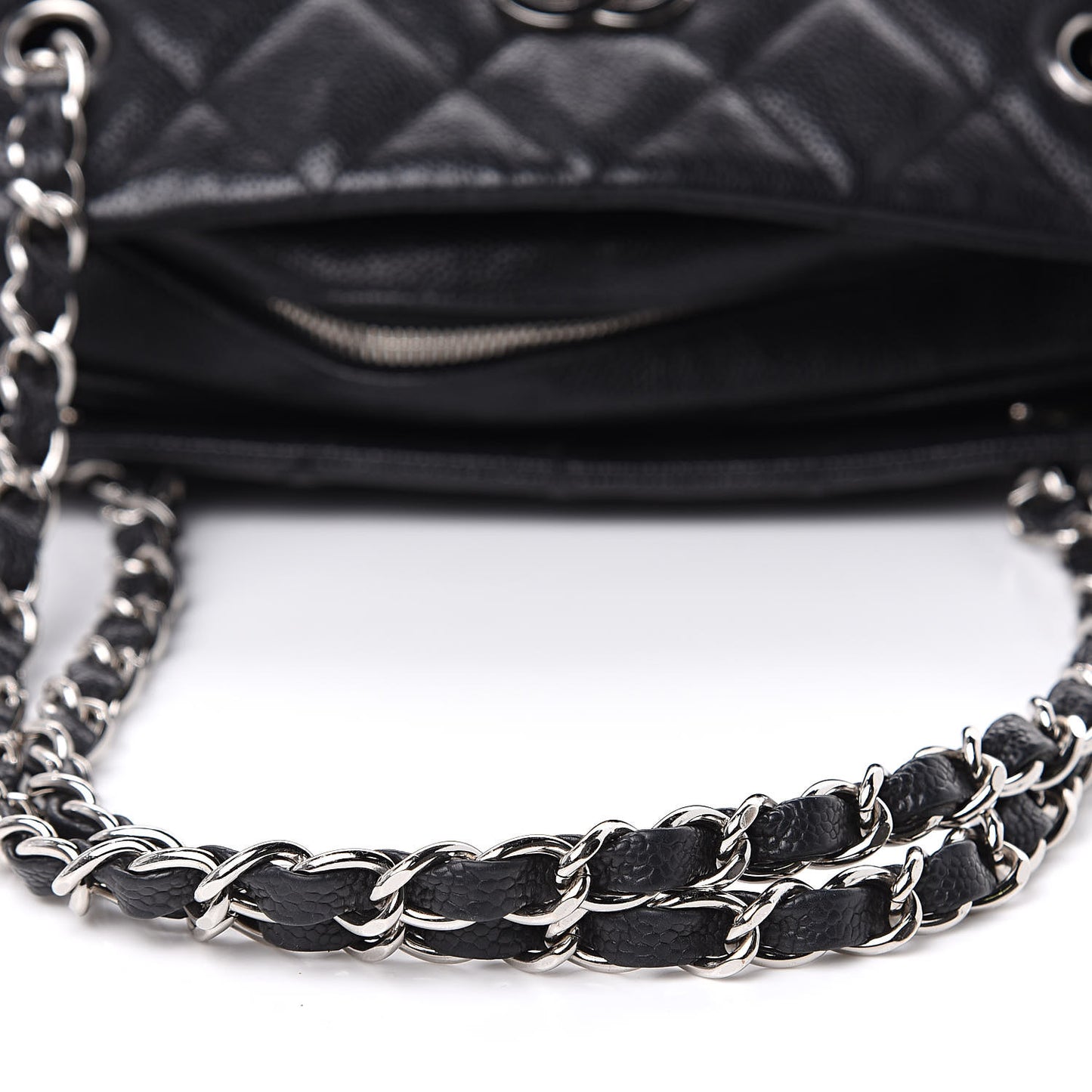 Caviar Quilted Tote Black