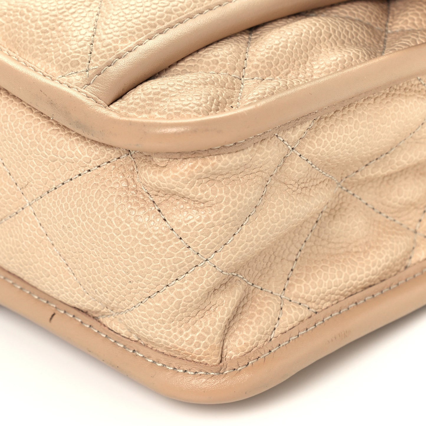 Caviar Quilted Large French Riviera Flap Beige