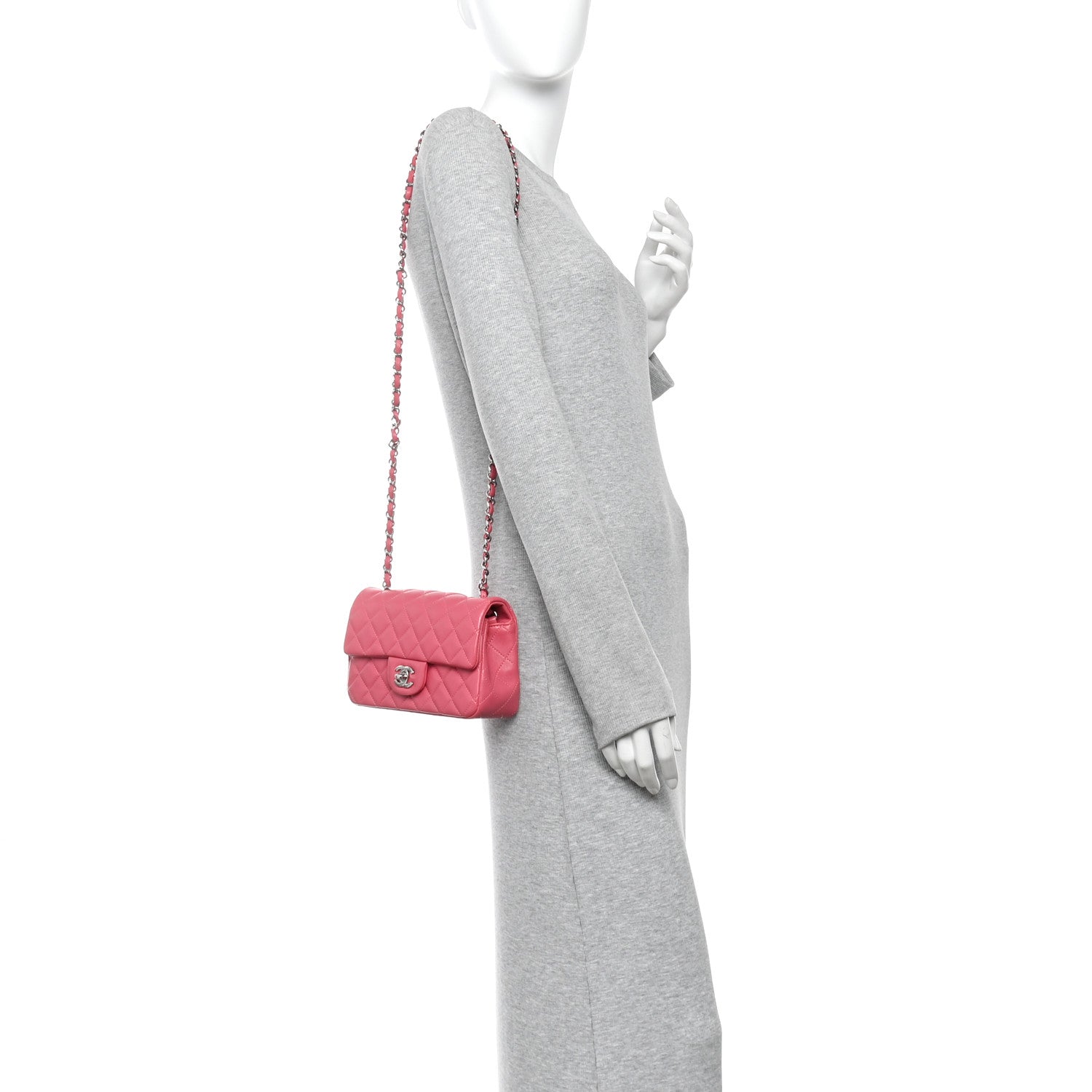 Chanel Lambskin Quilted Mini Rectangular Flap Pink 2 of 10
