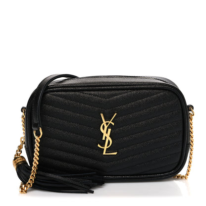Saint Laurent Grain De Poudre Matelasse Monogram Mini Lou Camera Bag Black 1 of 11