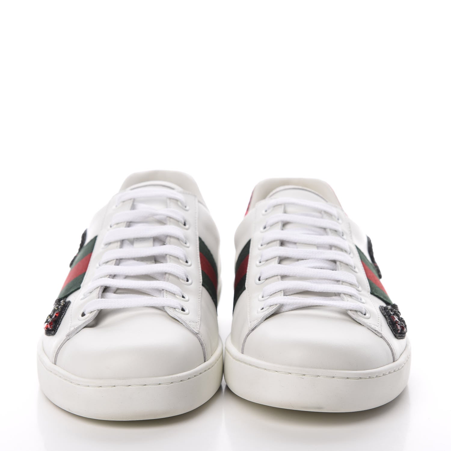 Gucci Calfskin Web Studded Arrow Ace Sneakers 38 White 2 of 10