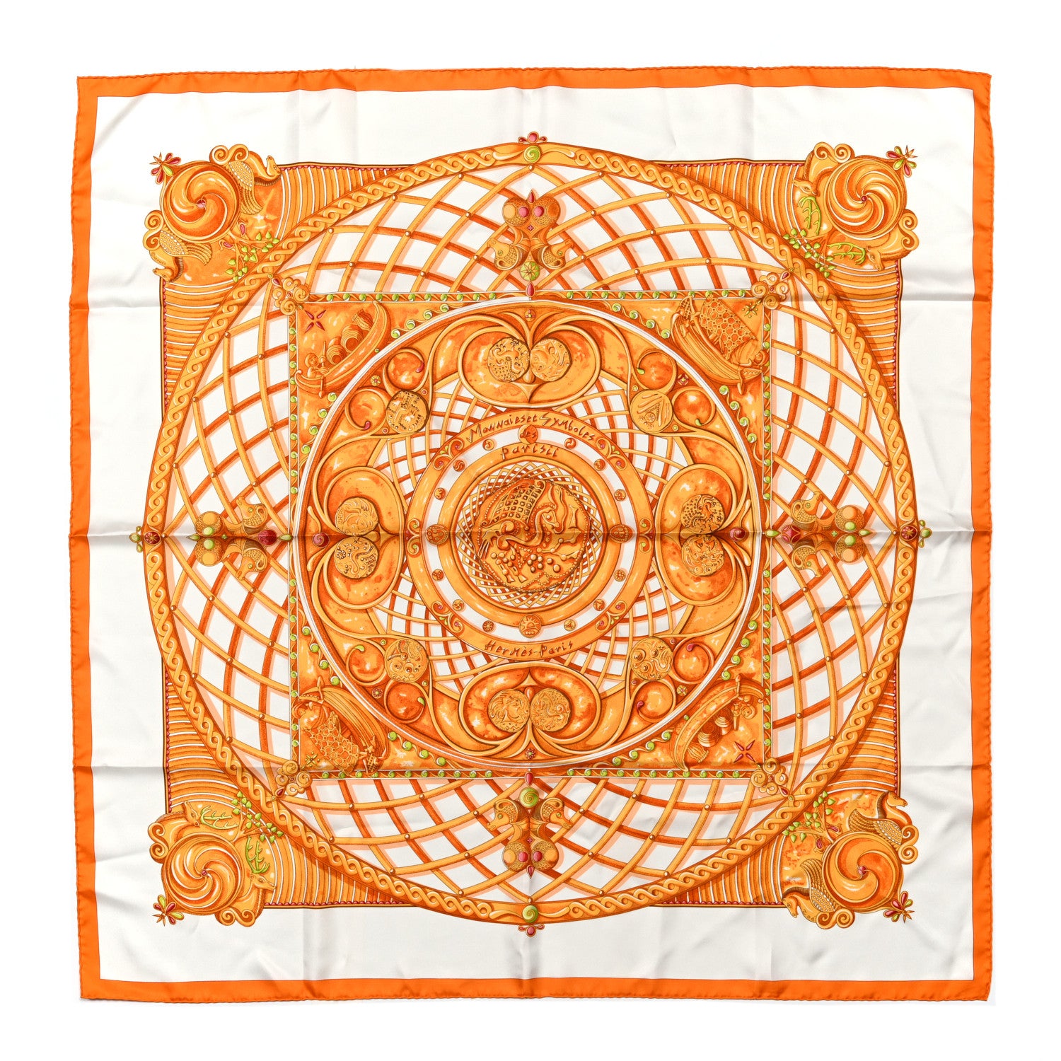 Hermes Silk Monnaies Et Symboles De Parisii Scarf 90 1 of 6