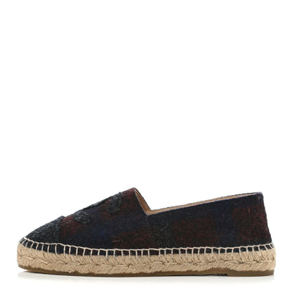 Chanel Fabric CC Espadrilles 39 Burgundy Navy Dark Grey 1 of 9