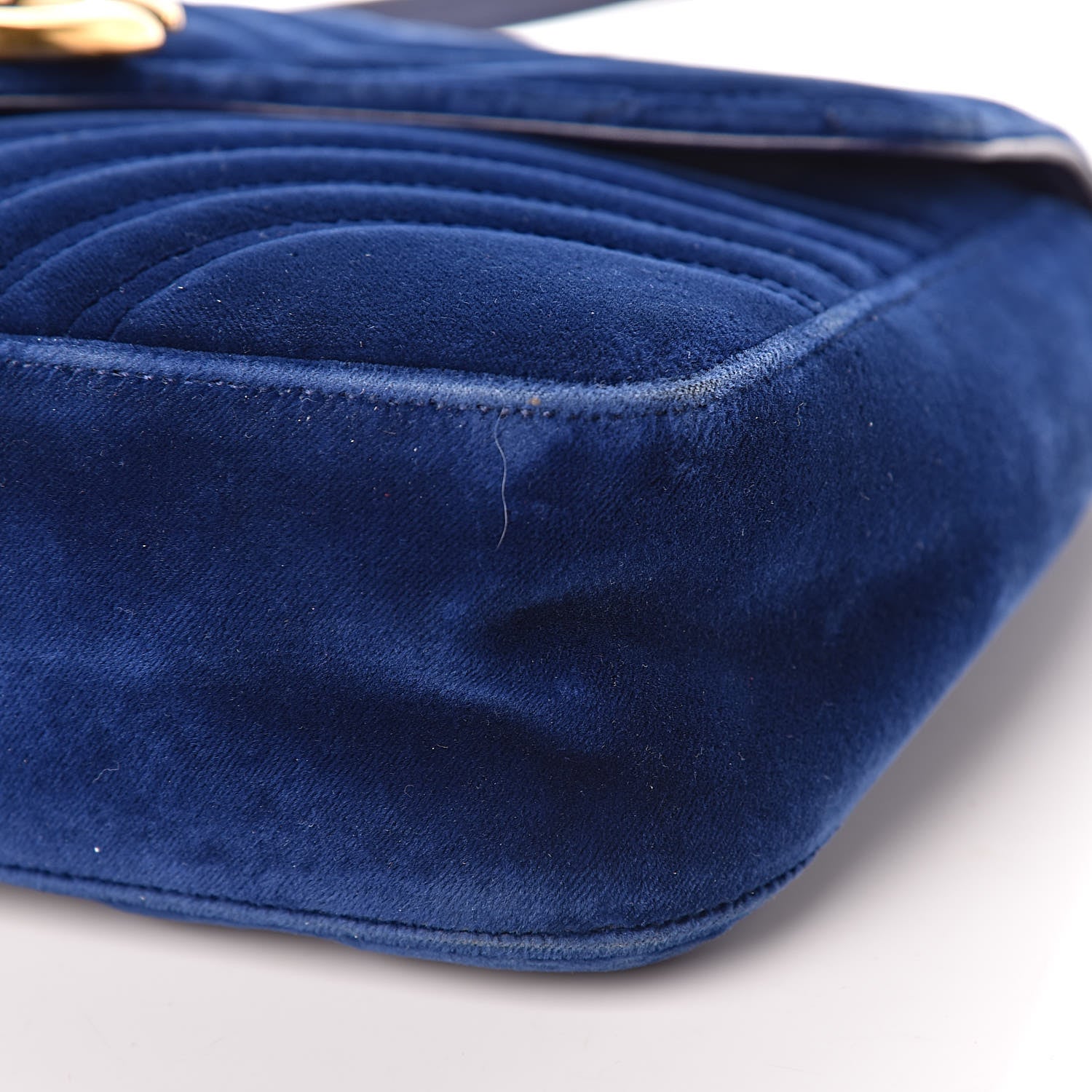 Gucci Velvet Matelasse Medium GG Marmont Shoulder Bag Cobalt Blue 10 of 12