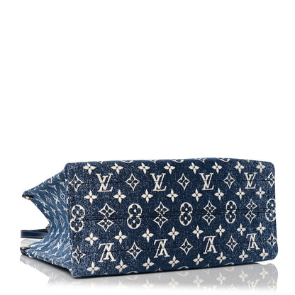 Louis Vuitton Monogram Jacquard Denim Onthego MM Bleu 4 of 8