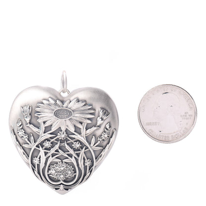 Tiffany Sterling Silver Large Ziegfeld Daisy Heart Locket Pendant 2 of 4