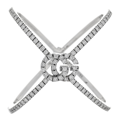 Gucci 18K White Gold Diamond Running G Cross Ring 51 5.75 1 of 4