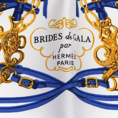 Hermes Silk Brides de Gala Nano Scarf 20 Bleu Vif White Or 2 of 4