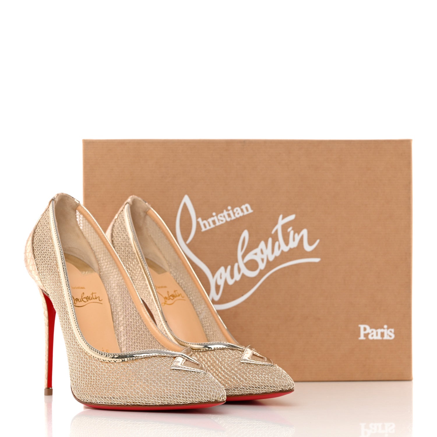 Christian Louboutin Mesh Neoalto 100 Pumps 37 Gold 13 of 13