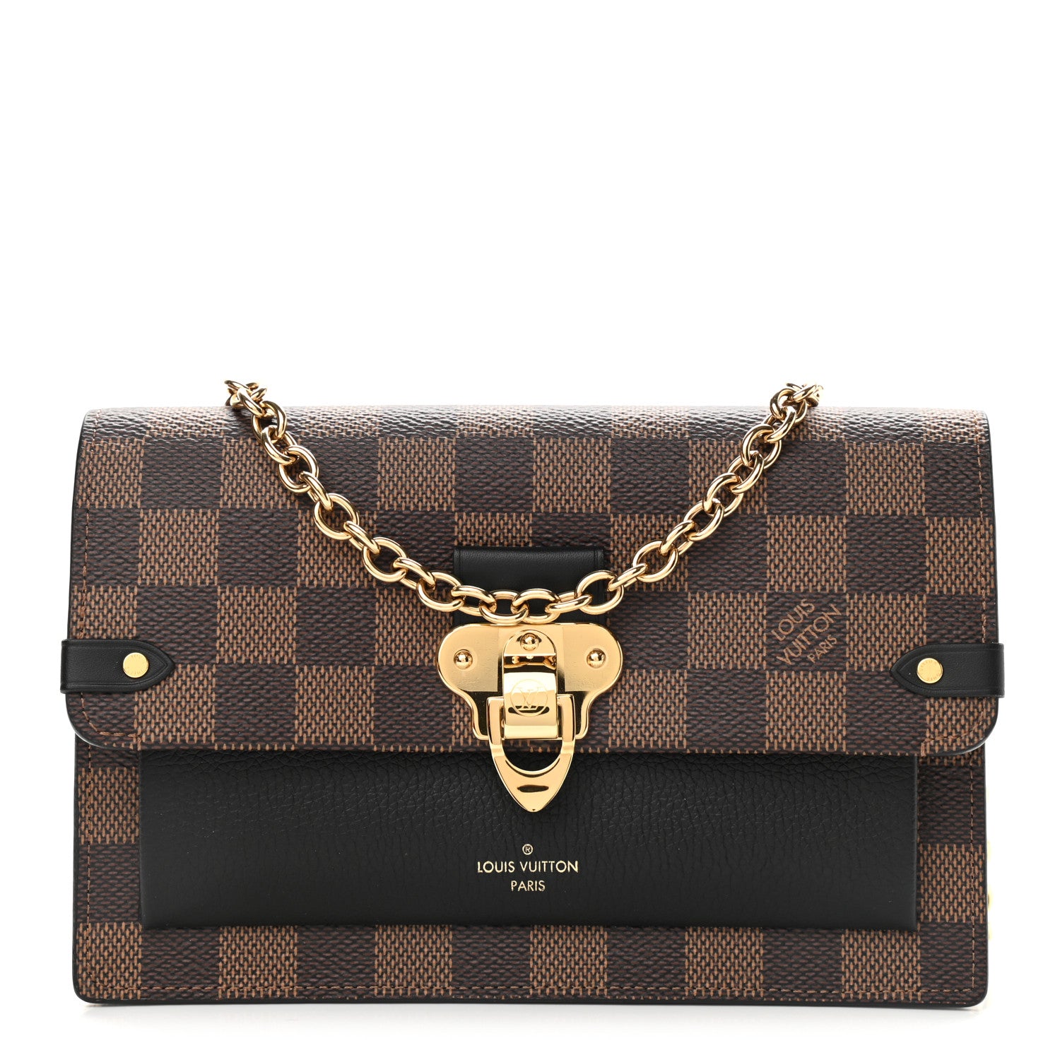 Louis Vuitton Damier Ebene Vavin Chain Wallet Black 1 of 9