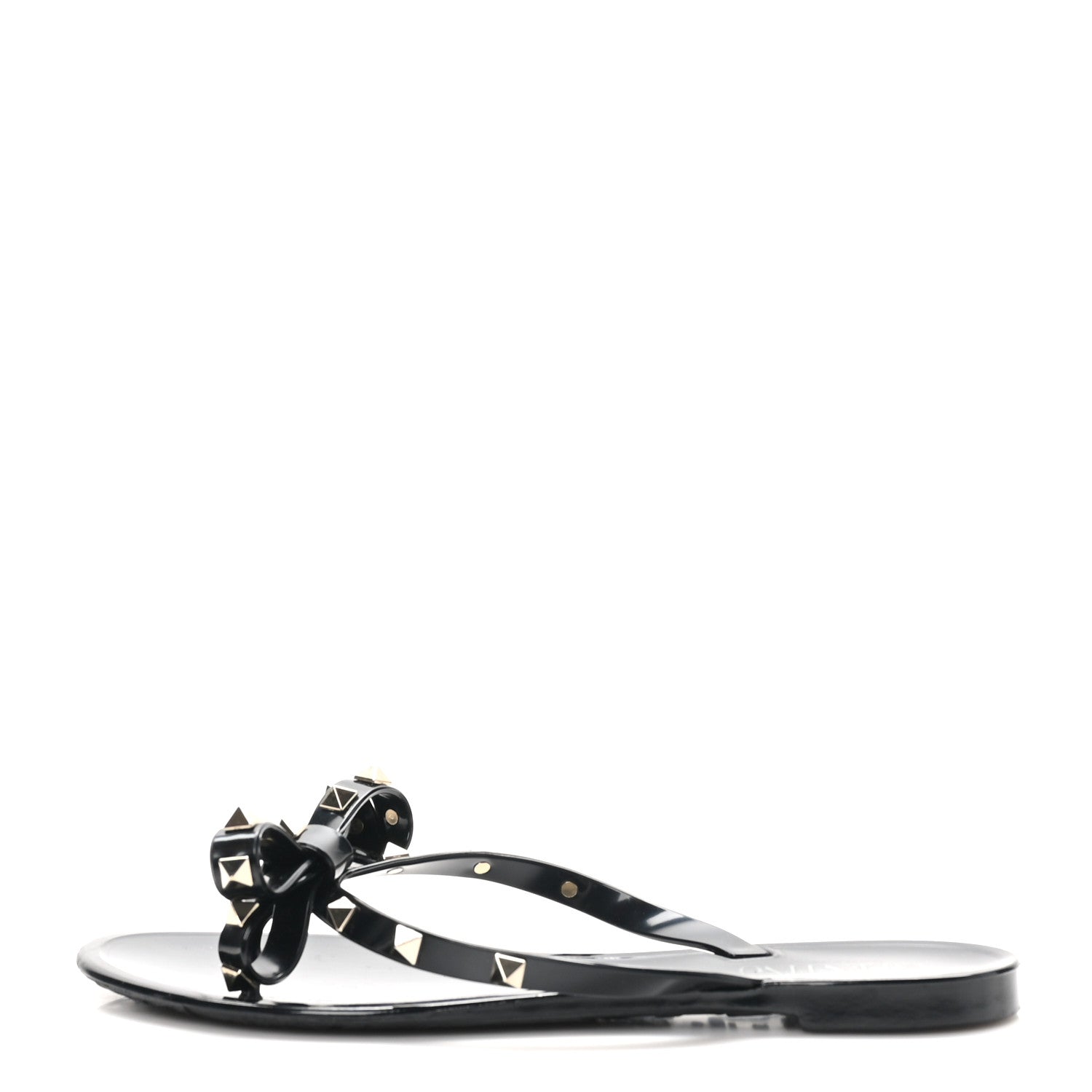 Valentino Garavani PVC Jelly Rockstud Bow Thong Sandals 38 Black 1 of 9