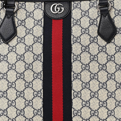 Gucci GG Supreme Monogram Textured Calfskin Web Medium Ophidia Shopping Tote Beige Blue 8 of 10
