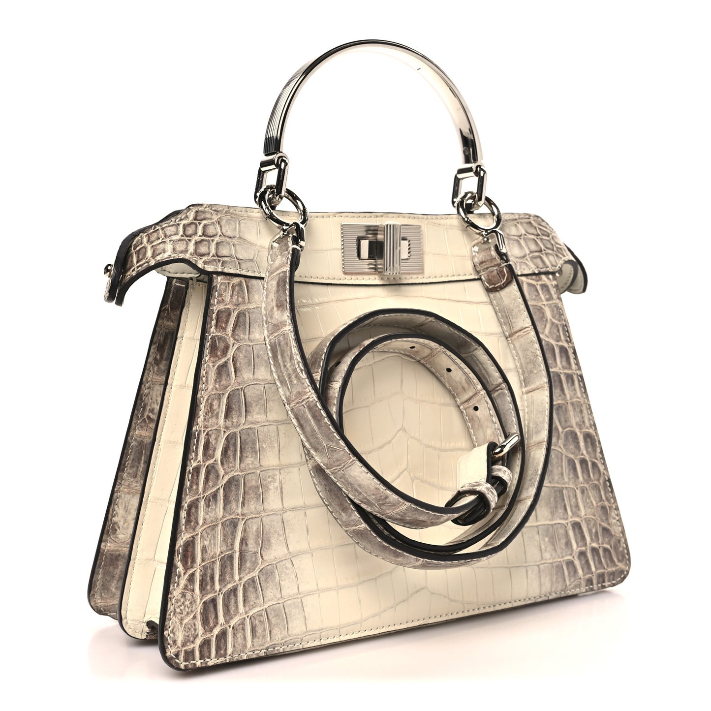 Shiny Crocodile Small Peekaboo I SEE U Satchel White