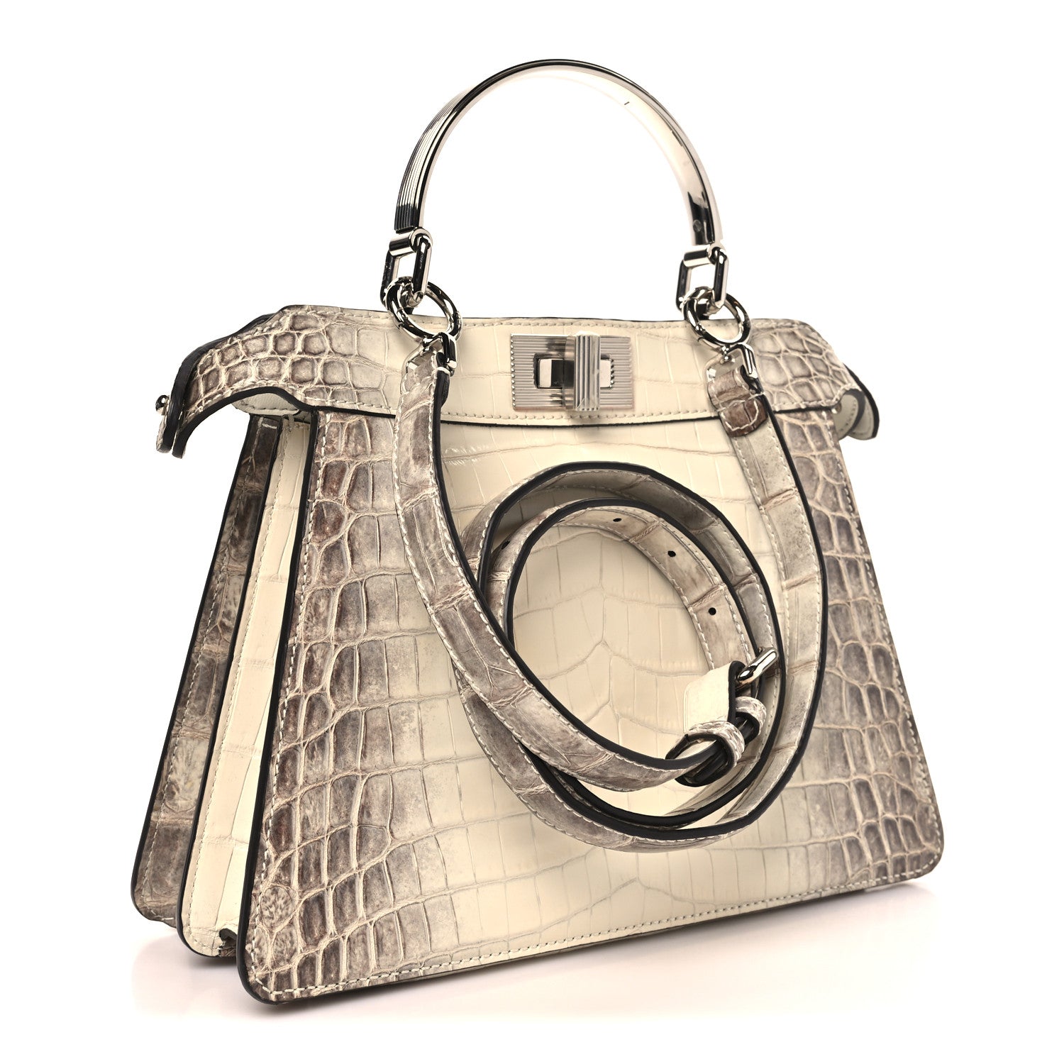 Fendi Shiny Crocodile Small Peekaboo I SEE U Satchel White 3 of 10