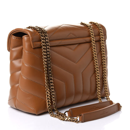Saint Laurent Calfskin Y Quilted Monogram Small Loulou Chain Satchel Dark Natural 3 of 11