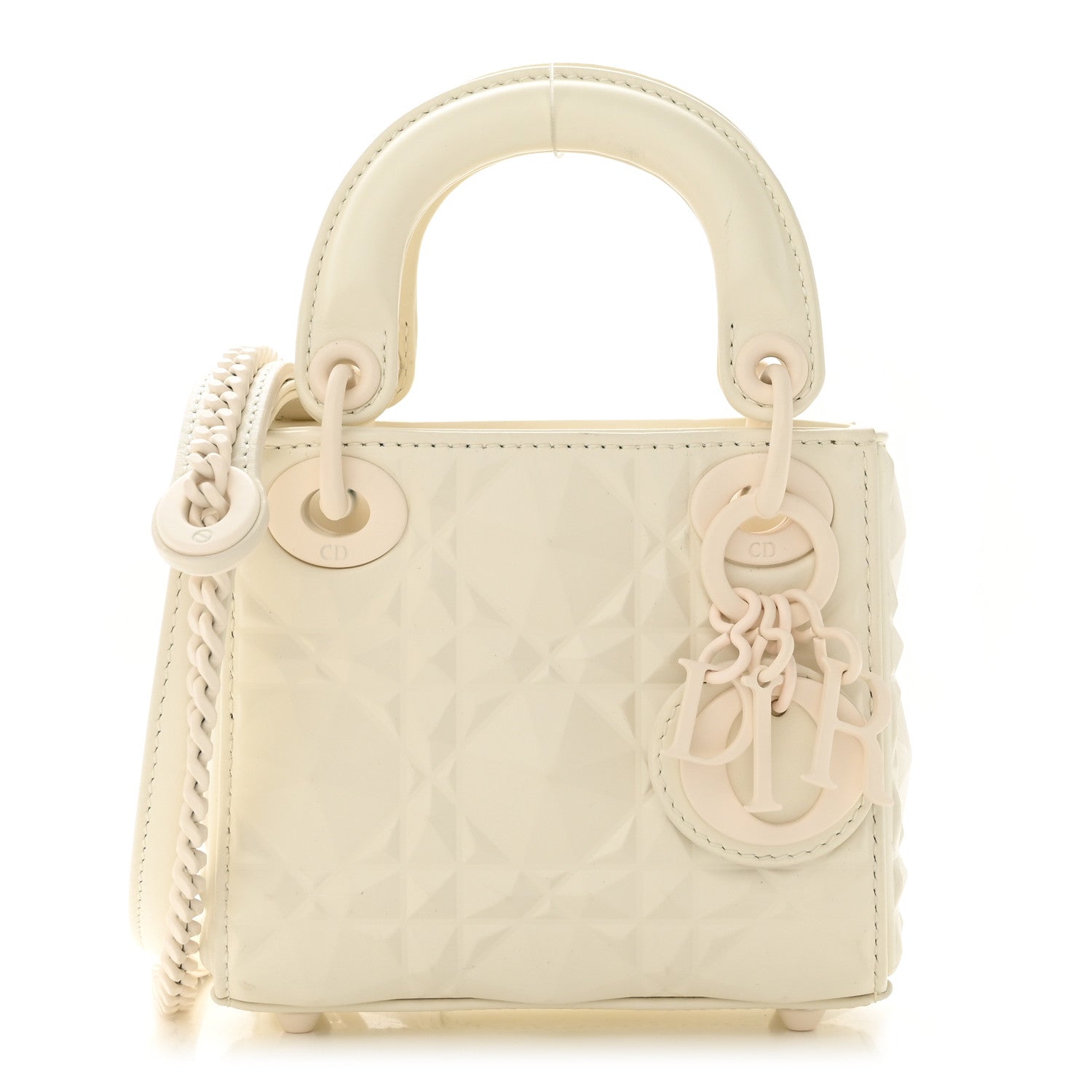 Christian Dior Calfskin Cannage Diamond Micro Lady Dior Latte 1 of 10