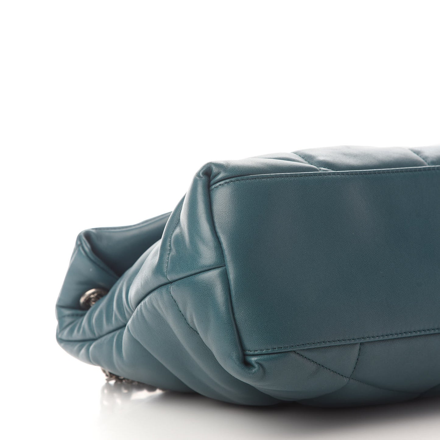 Lambskin Quilted Medium Loulou Puffer Monogram Chain Satchel Vert Canard