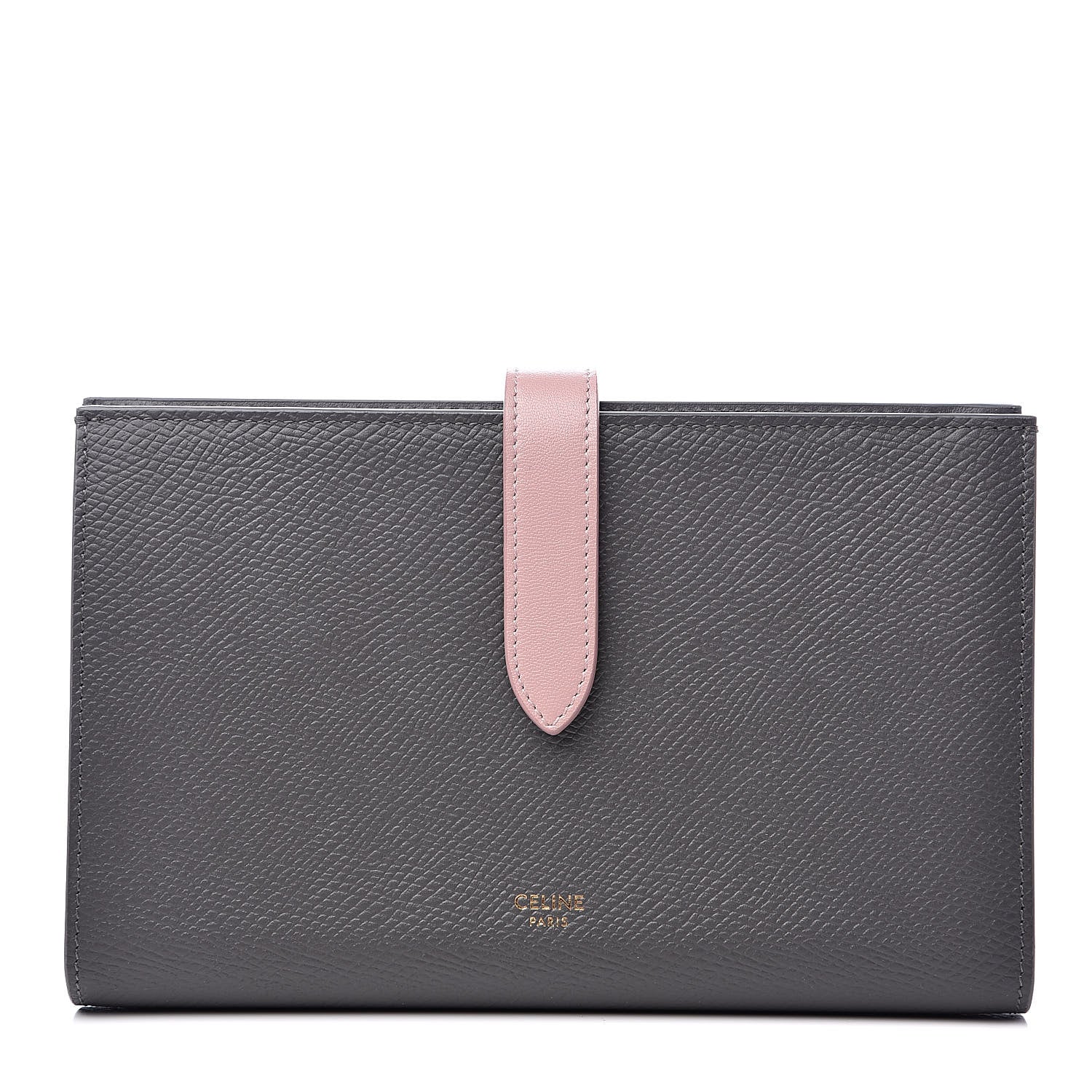 Celine Grained Calfskin Large Multifunction Strap Wallet Grey Vintage Pink 1 of 10