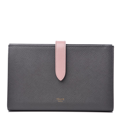 Celine Grained Calfskin Large Multifunction Strap Wallet Grey Vintage Pink 1 of 10