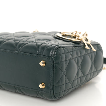 Christian Dior Lambskin Cannage Mini Lady Dior Dark Green 9 of 10