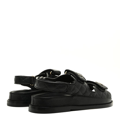 Chanel Grained Calfskin Velcro Dad Sandals 37.5 Black 4 of 8
