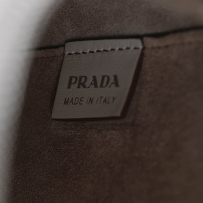 Prada City Calf Grommet Large Double Zip Tote Talco 6 of 7