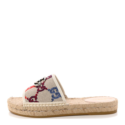 Gucci Linen Psychedelic Mini GG Espadrille Slide Sandals 36.5 Multicolor 1 of 12