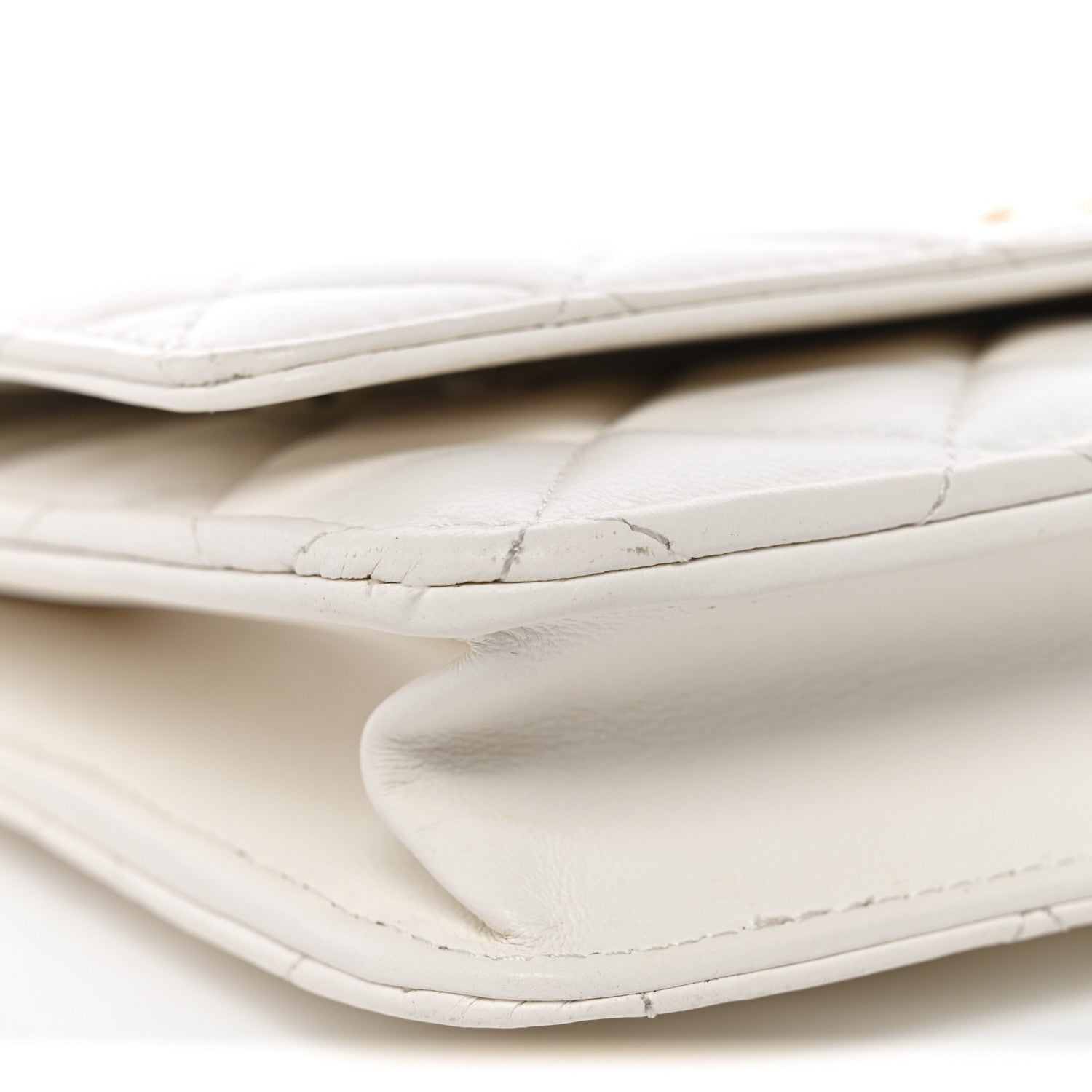 Chanel Lambskin Quilted CC Pearl Crush Wallet on Chain WOC White 10 of 13