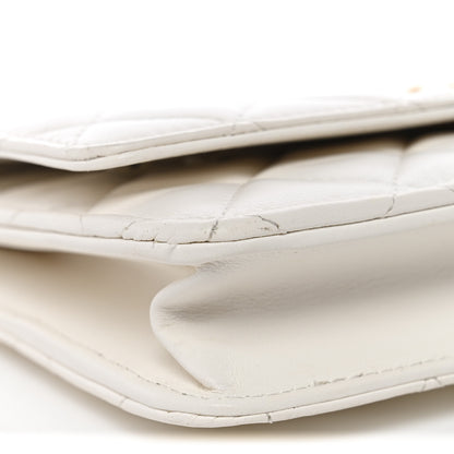 Chanel Lambskin Quilted CC Pearl Crush Wallet on Chain WOC White 10 of 13