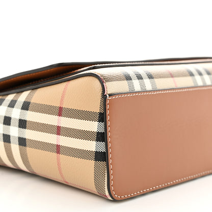 Burberry Coated Canvas Calfskin Vintage Check Medium Note Crossbody Bag Briar Brown 9 of 10