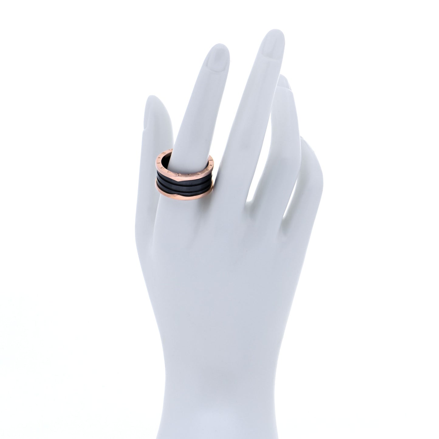 18K Rose Gold Black Ceramic B.Zero1 Four-Band Ring 64 10.75