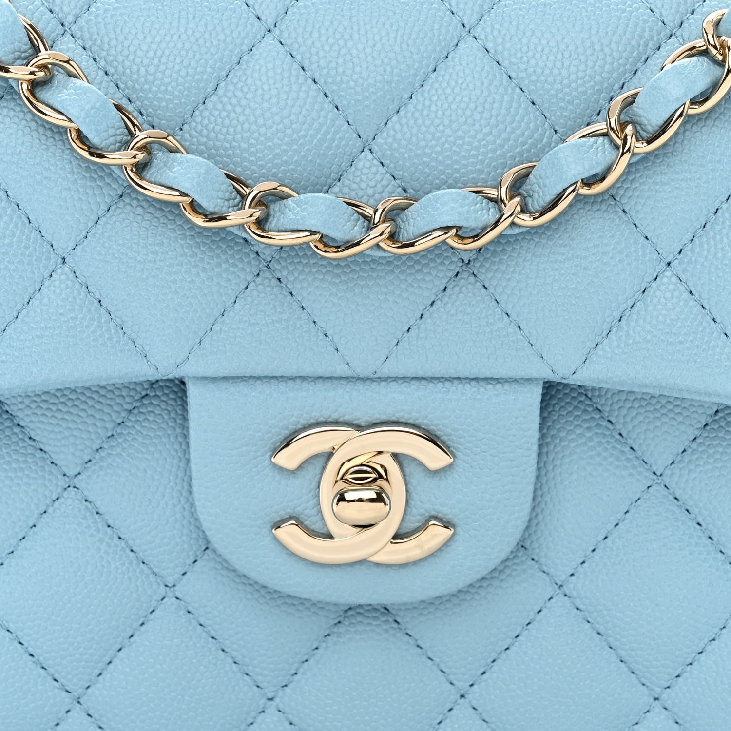 Chanel Caviar Quilted Small Double Flap Light Blue 8 of 11