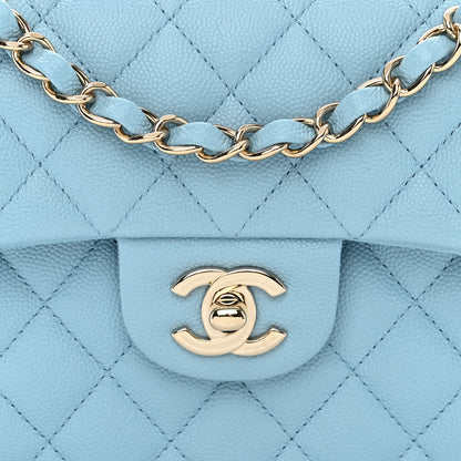 Chanel Caviar Quilted Small Double Flap Light Blue 8 of 11
