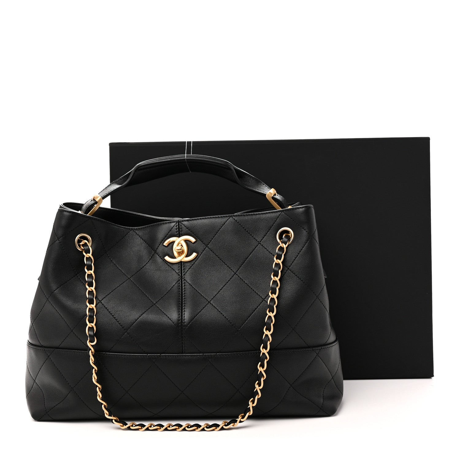 Chanel Calfskin Quilted Small Coco Base Shopping Bag Black 11 of 11