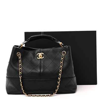 Chanel Calfskin Quilted Small Coco Base Shopping Bag Black 11 of 11