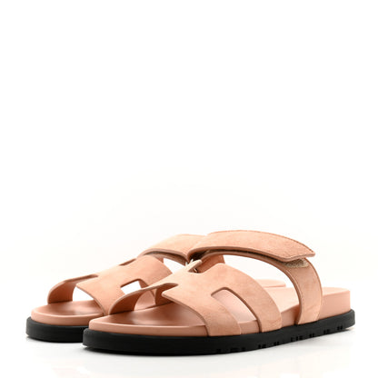 Hermes Suede Goatskin Womens Chypre Sandals 37 Nude 3 of 8