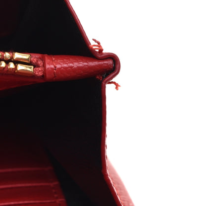 Saint Laurent Grain De Poudre Matelasse Chevron Monogram Chain Wallet New Red 10 of 12