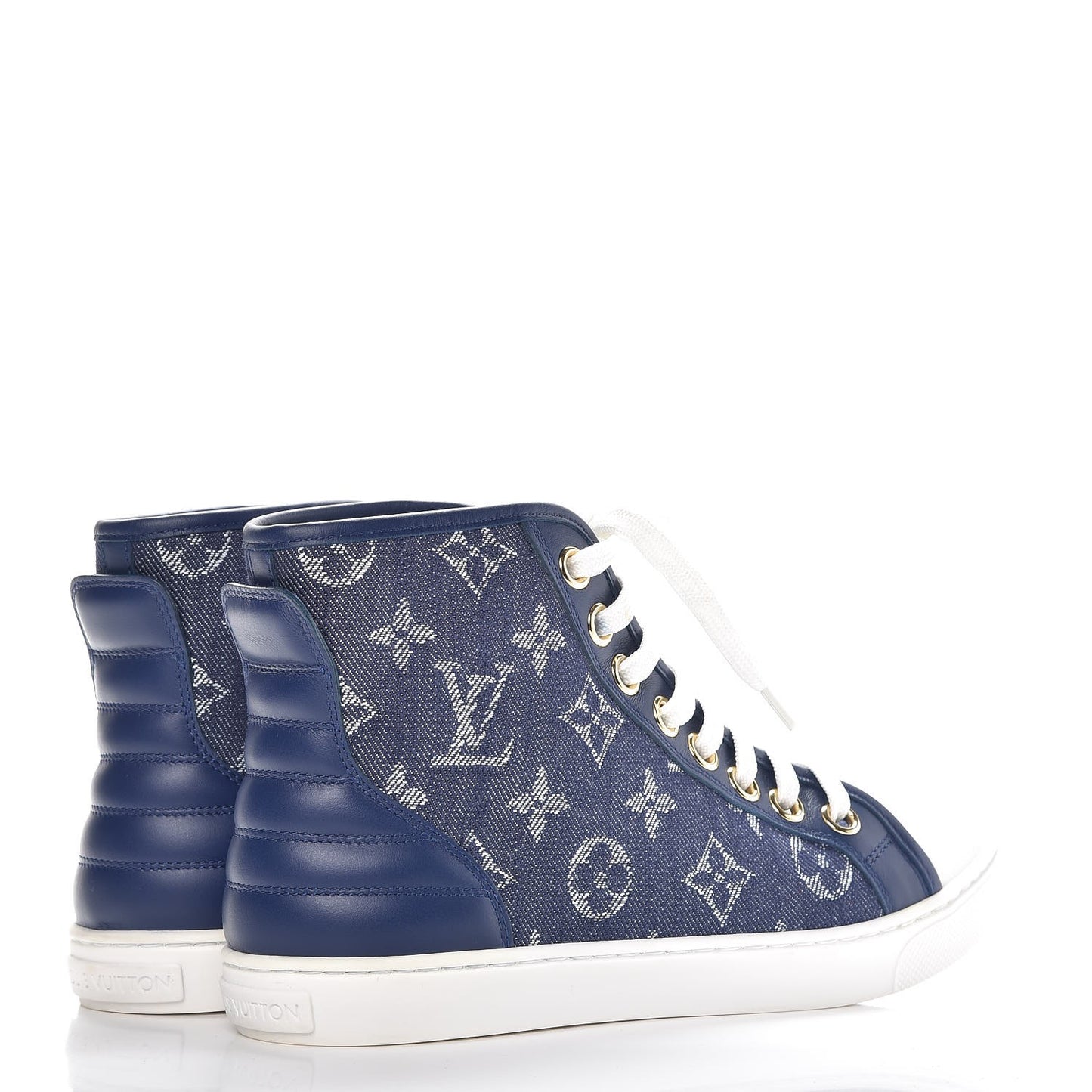 Monogram Denim Punchy Sneakers 35.5 Blue