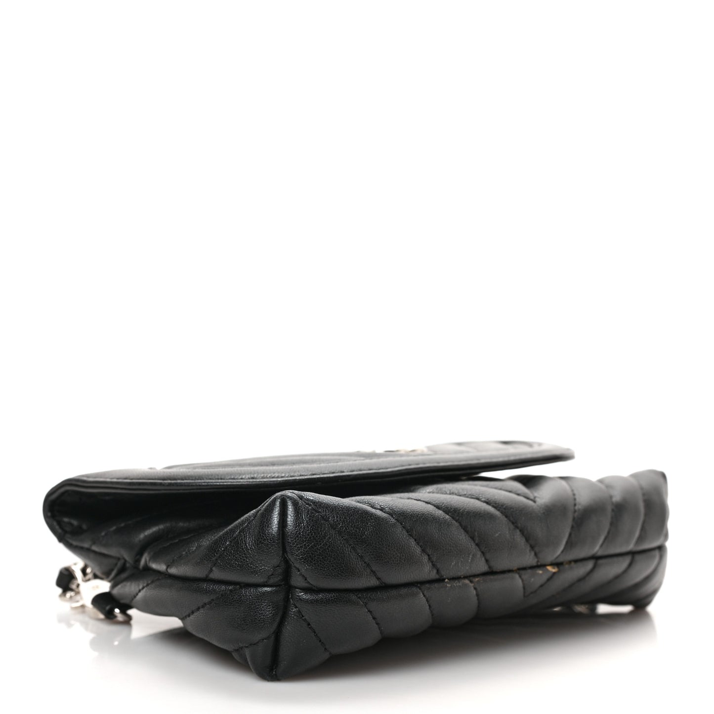 Calfskin Chevron Waist Belt Bag Black