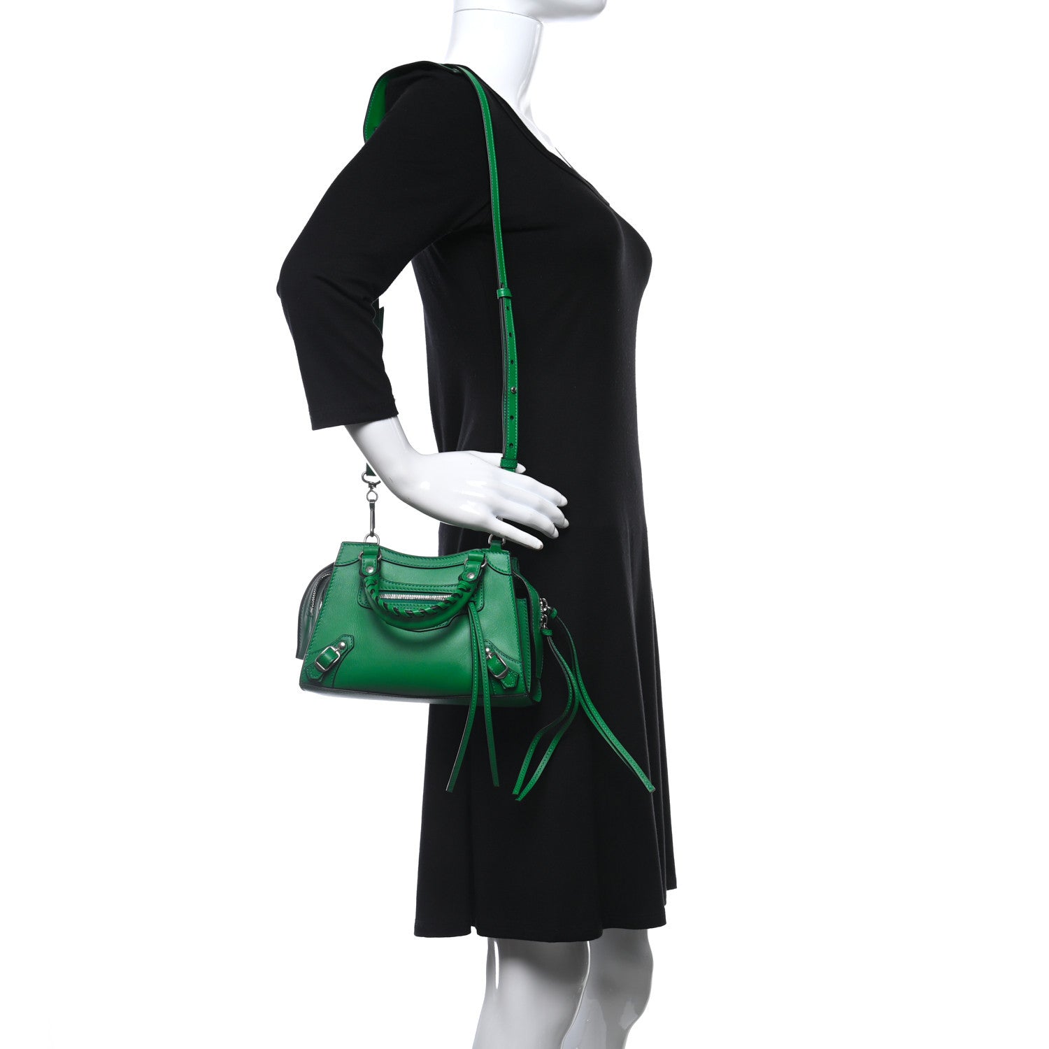 Balenciaga Smooth Calfskin Neo Classic Silver Hardware Mini City Grass Green 2 of 9