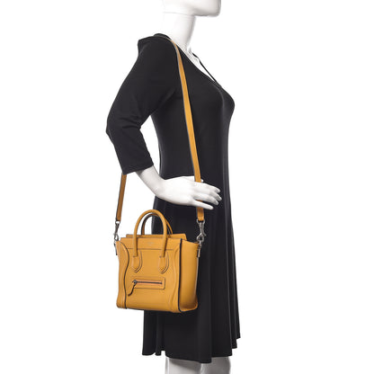 Celine Drummed Calfskin Nano Luggage Ocre 3 of 16