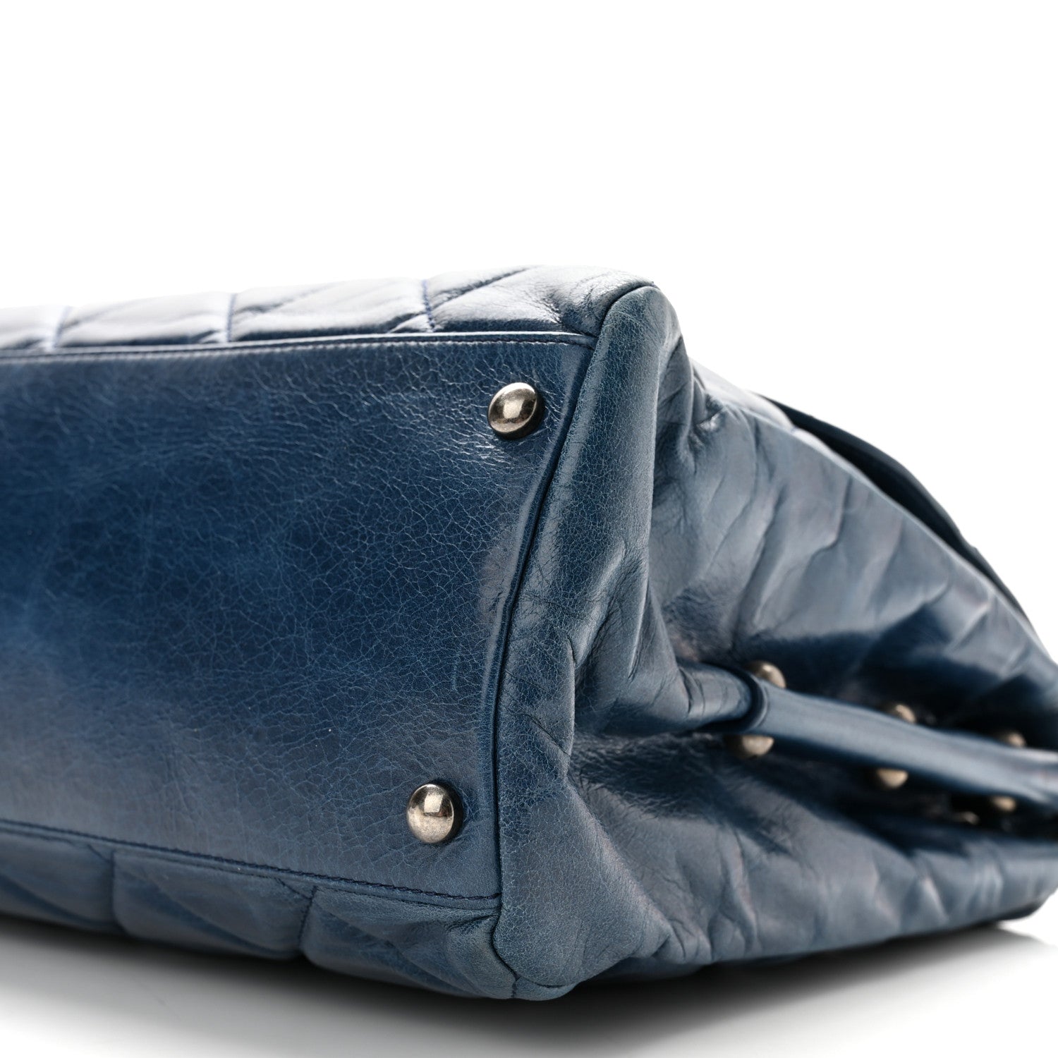 Chanel Glazed Calfskin Boy Satchel Flap Blue 10 of 10