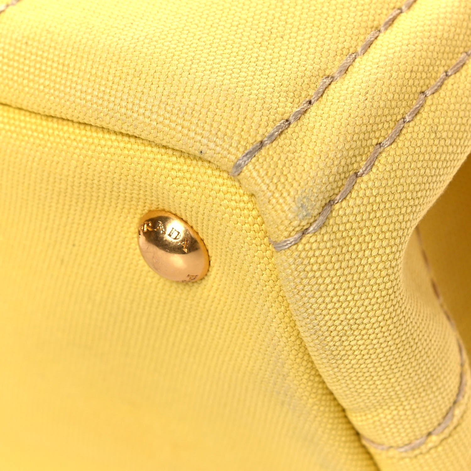 Prada Canvas Canapa Small Logo Tote Yellow 9 of 15