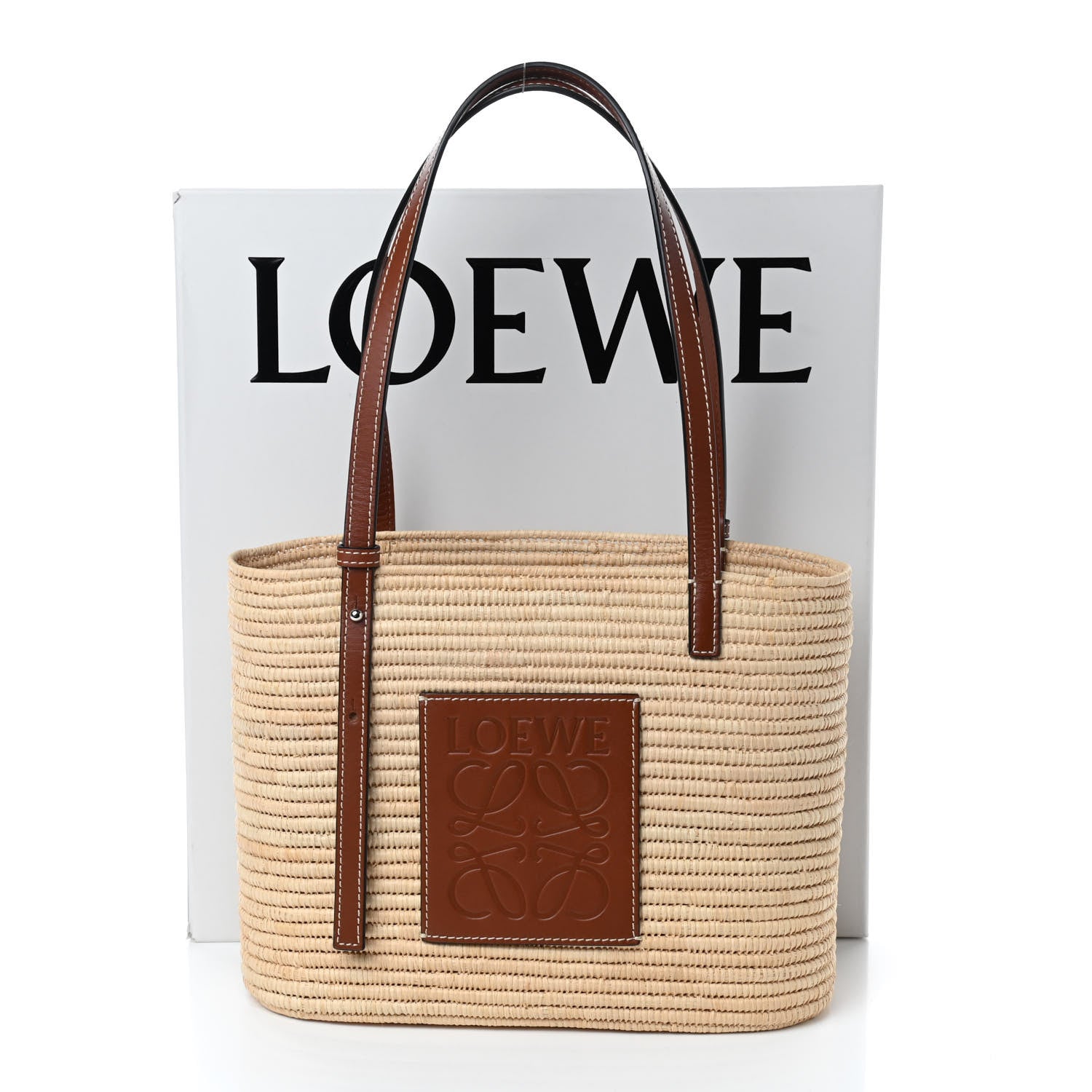 Loewe Raffia Square Basket Tote Bag Natural Tan 11 of 11
