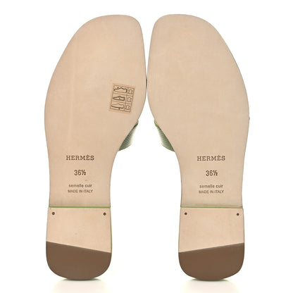 Hermes Lizard Oran Sandals 36.5 Vert Absinthe 6 of 10