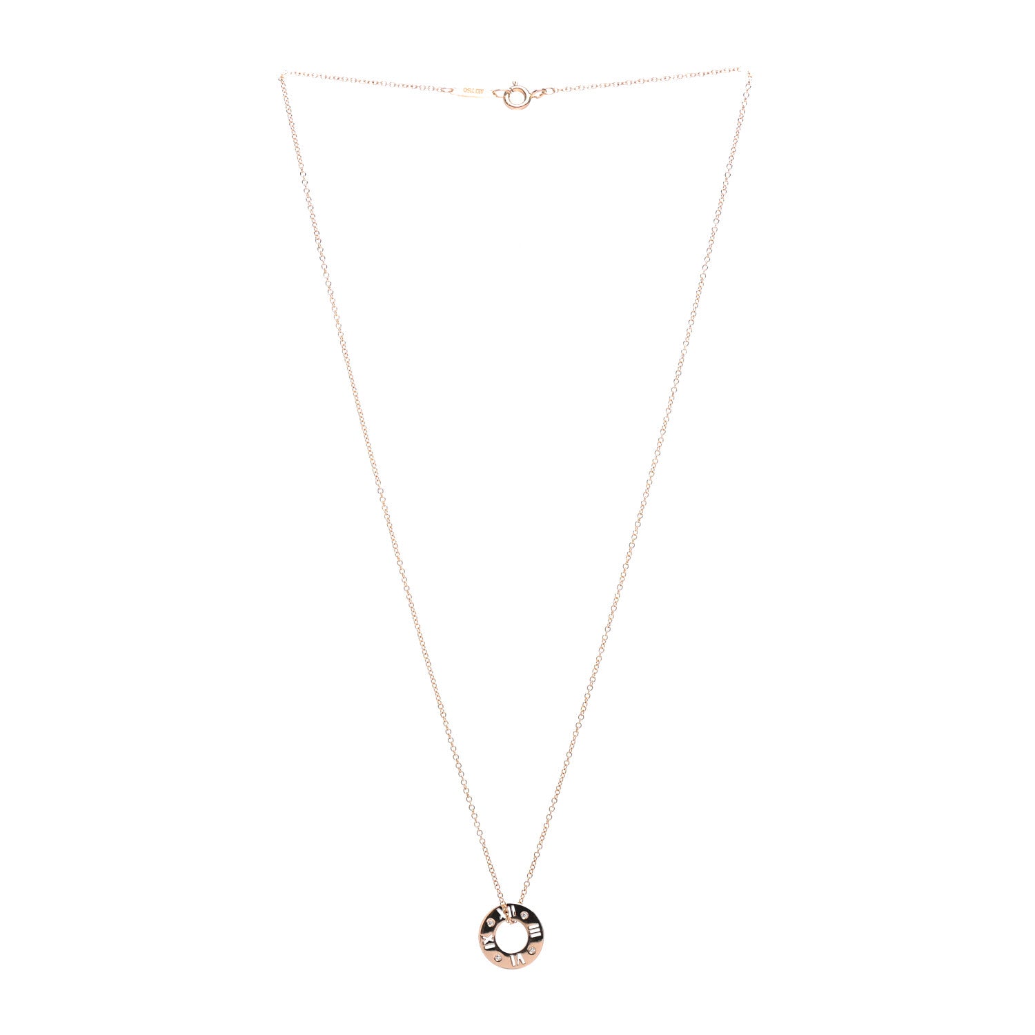 Tiffany 18K Rose Gold Diamond Atlas Pierced Pendant Necklace 3 of 4