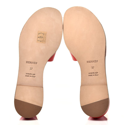 Hermes Calfskin Santorini Sandals 37 Pavot 6 of 10